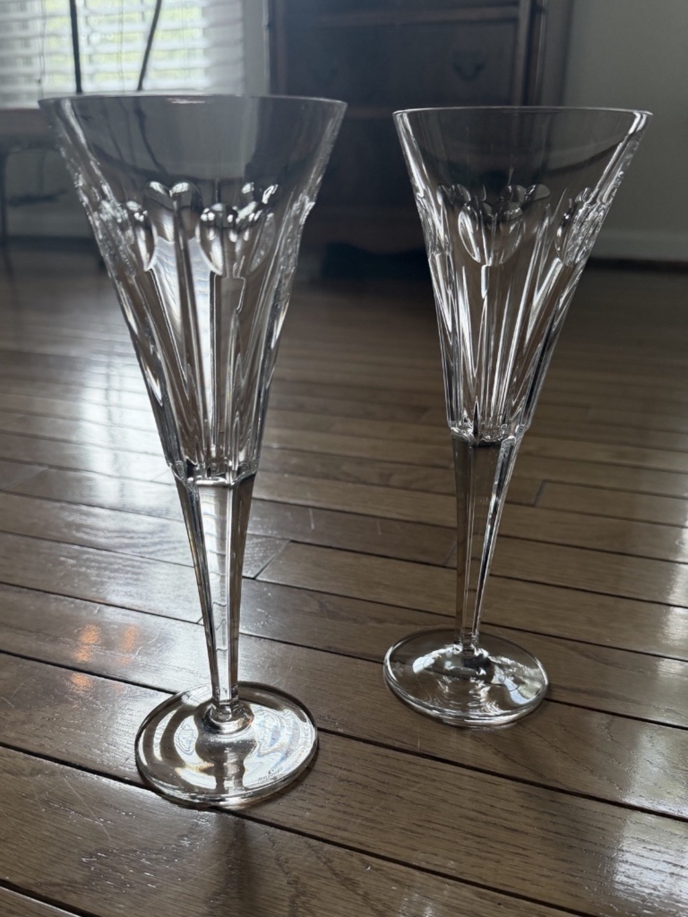 Pair of Waterford Crystal Toastig Flutes - Celebration of Love, Discontinued